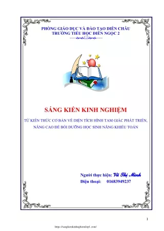 Từ kiến thức về diện tích hình tam giác, nâng cao bồi dưỡng HS năng khiếu Toán