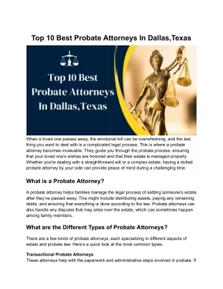Top 10 Best Probate Attorneys In Dallas,Texas