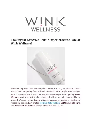 Looking for Effective Relief? Experience the Care of Wink Wellness!