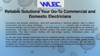 Reliable Solutions Your Go-To Commercial and Domestic Electricians