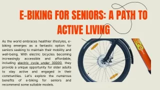 e biking for seniors a path to active living