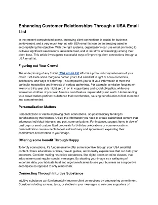 Enhancing Customer Relationships Through a USA Email List
