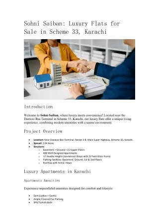 Luxury Flats for Sale in Scheme 33, Karachi