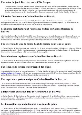 Le succès inégalé du Casino Barrière de Biarritz