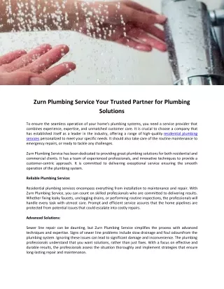 Zurn Plumbing Service Your Trusted Partner for Plumbing Solutions