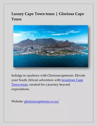 Day Tours In Cape Town | Glorious Cape Tours