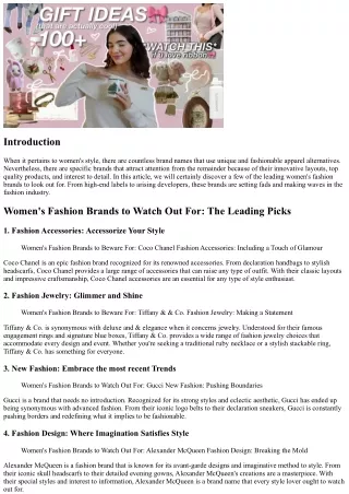 Female's Fashion Brands to Keep An Eye Out For