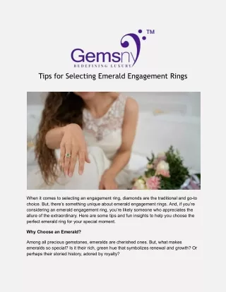 Tips for Selecting Emerald Engagement Rings