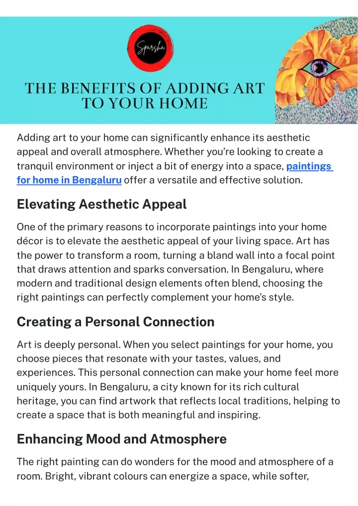 the benefits of adding art to your home