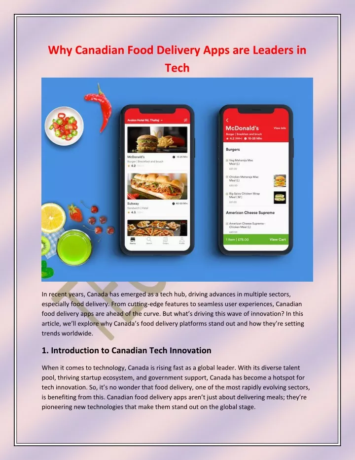 why canadian food delivery apps are leaders