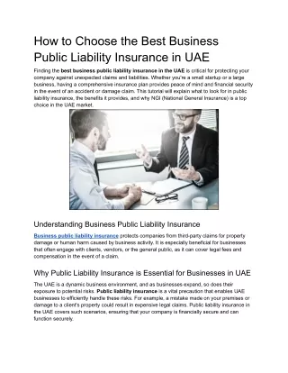 How to Choose the Best Business Public Liability Insurance in UAE