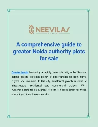 A comprehensive guide to greater Noida authority plots for sale