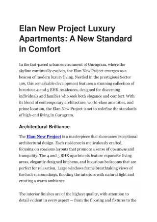 Elan New Project Luxury Apartments