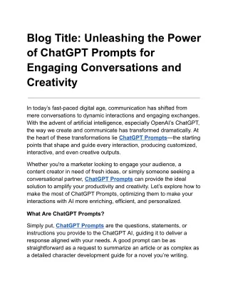 blog title unleashing the power of chatgpt
