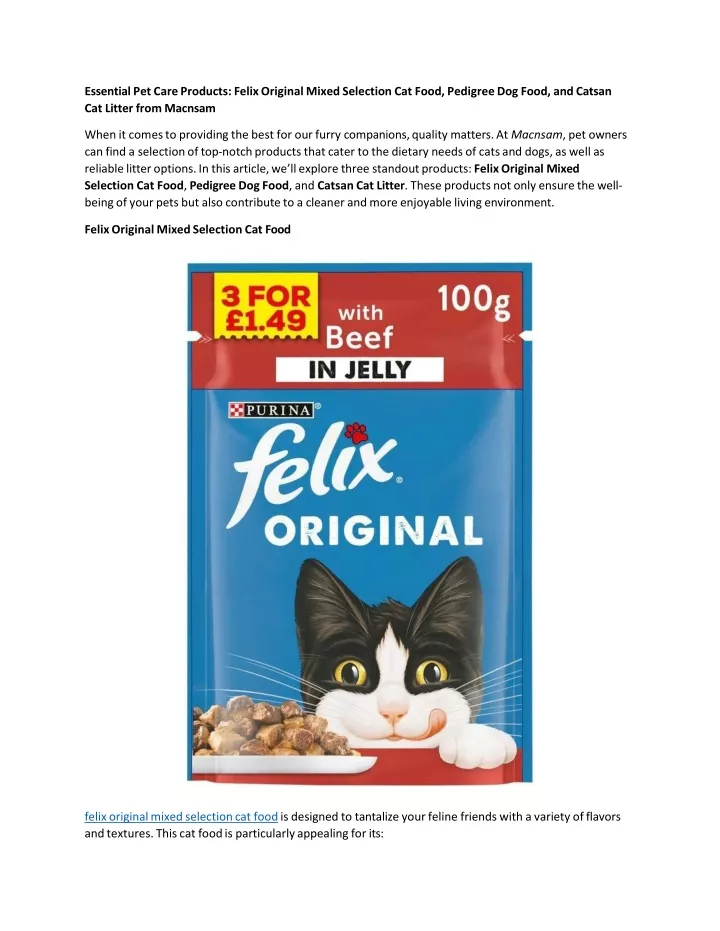 essential pet care products felix original mixed