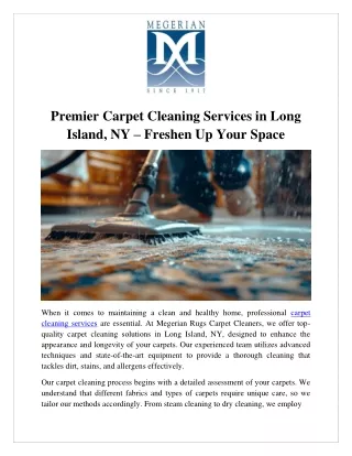 Premier Carpet Cleaning Services in Long Island, NY – Freshen Up Your Space