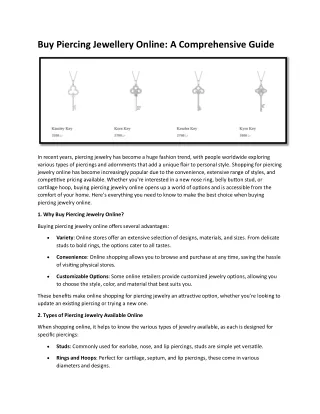Buy Piercing Jewellery Online A Comprehensive Guide