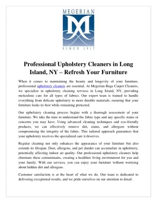Professional Upholstery Cleaners in Long Island, NY – Refresh Your Furniture