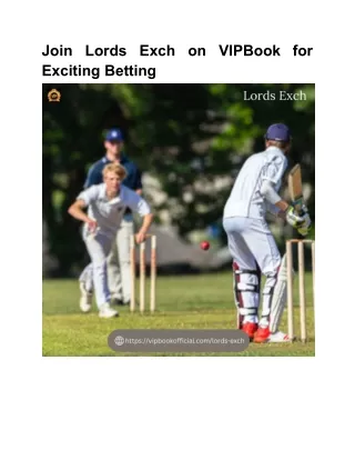 Join Lords Exch on VIPBook for Exciting Betting