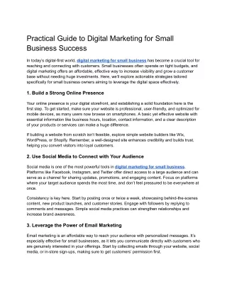 Digital Marketing for Small Business