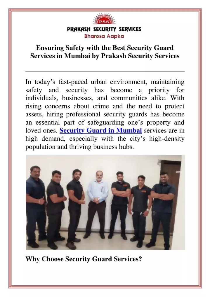 ensuring safety with the best security guard