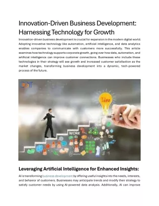 innovation driven business development harnessing