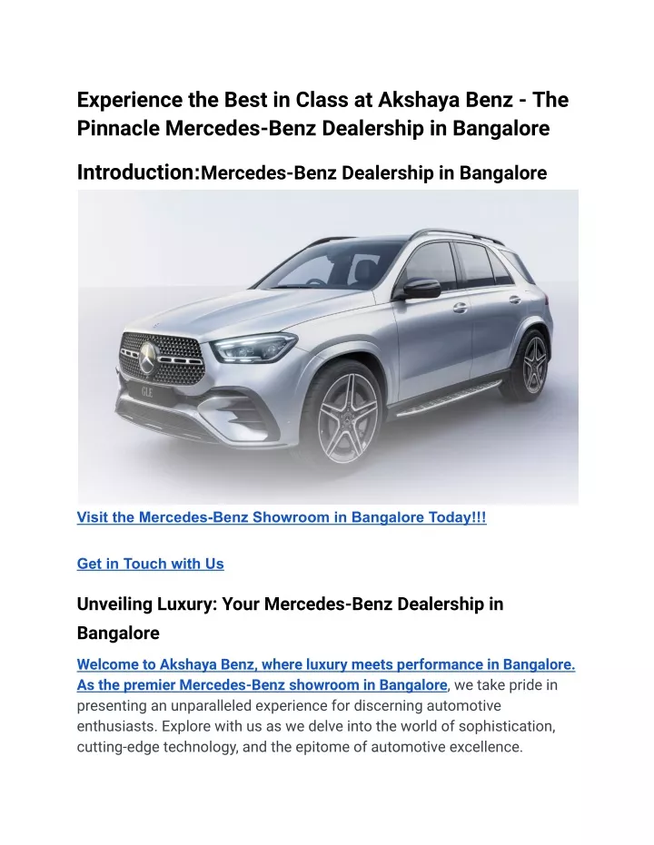 experience the best in class at akshaya benz