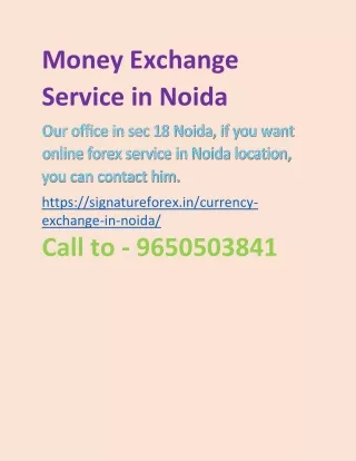 Money Exchange Service in Noida