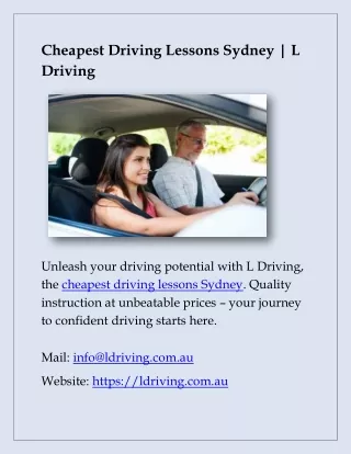 Driving instructor Sydney | L Driving