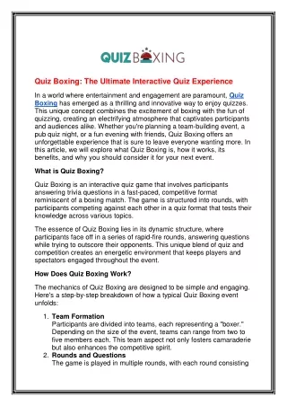 quiz boxing the ultimate interactive quiz