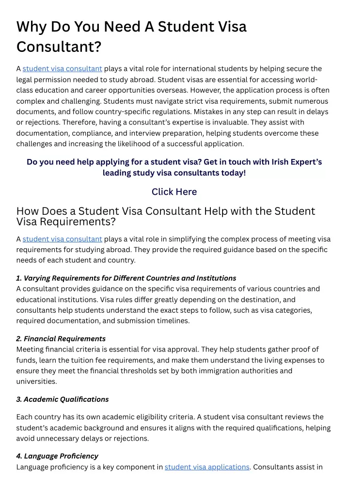 why do you need a student visa consultant