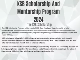 ksb scholarship and mentorship program 2024