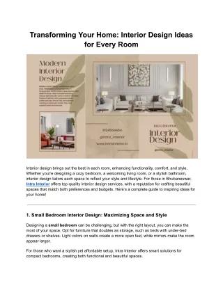Transforming Your Home: Interior Design Ideas for Every Room