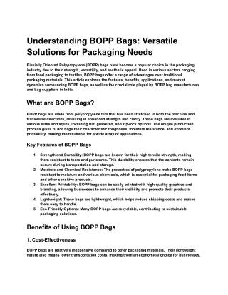 understanding bopp bags versatile solutions