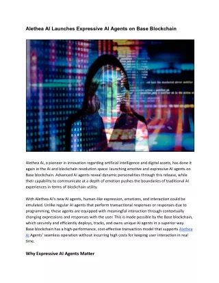 alethea ai launches expressive ai agents on base