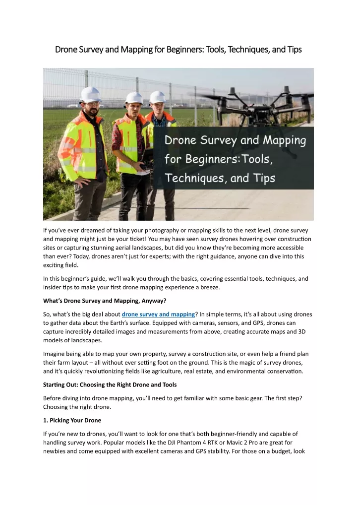 drone survey and mapping for beginners tools