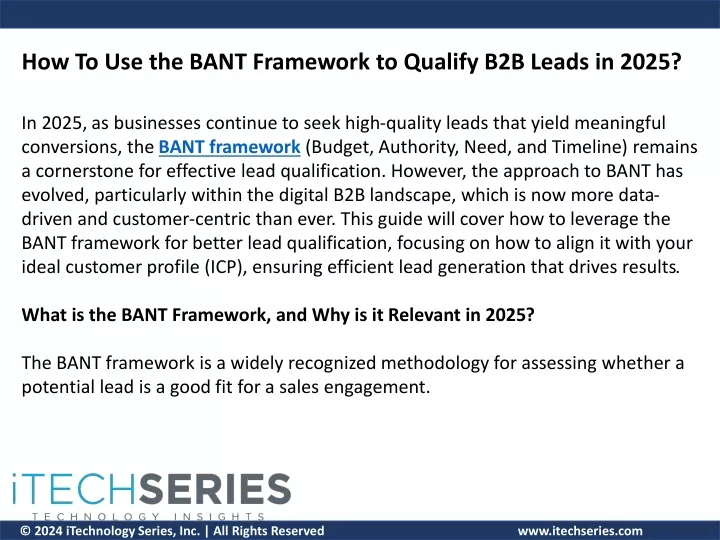 how to use the bant framework to qualify