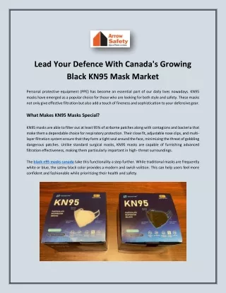 Lead Your Defence With Canada's Growing Black KN95 Mask Market