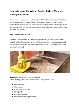 How to Remove Stains from Granite Kitchen Worktops_ Step-by-Step Guide