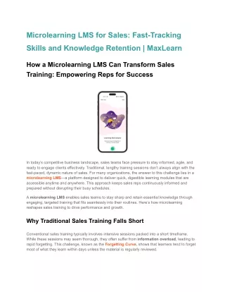 microlearning lms for sales fast tracking