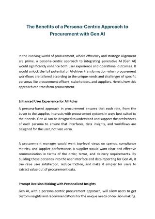 How Gen AI Can Resurrect the Persona-centric Approach to Transform Procurement