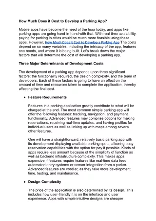 How Much Does it Cost to Develop a Parking App