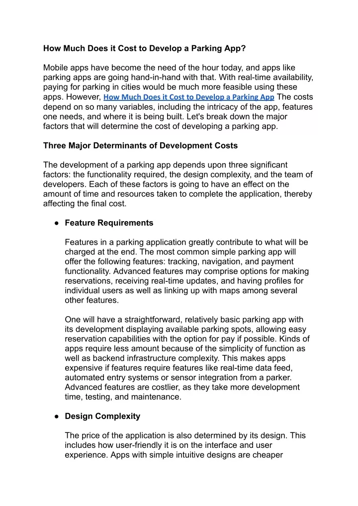 how much does it cost to develop a parking app