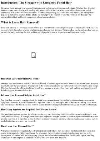 Dealing with Unwanted Facial Hair? Laser Hair Removal Has the Answer